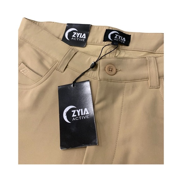 Zyia Active Pants Men’s Size Small Camel Khaki Stretch Pockets - Picture 5 of 7